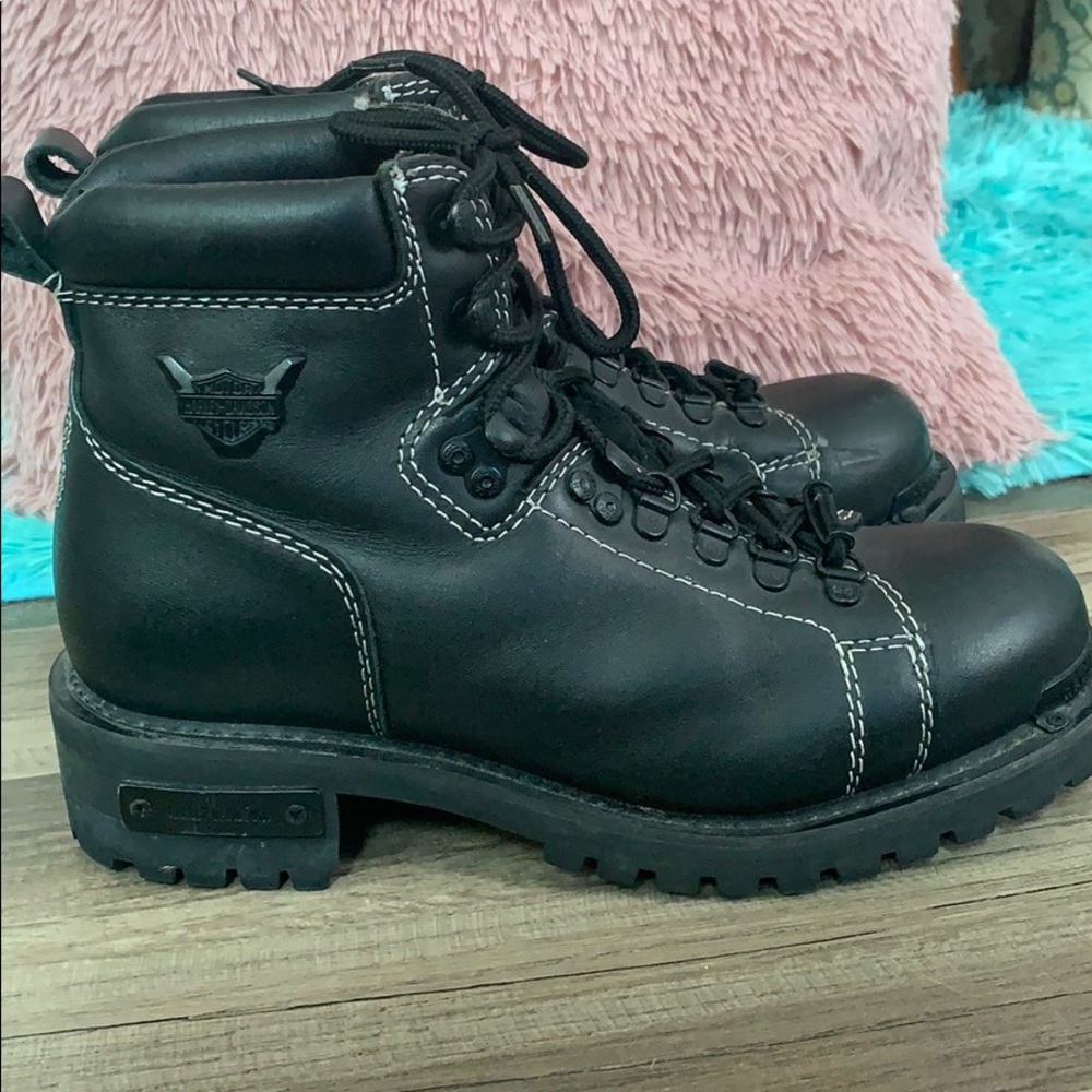 Harley Davidson Electron Black Leather Boots
